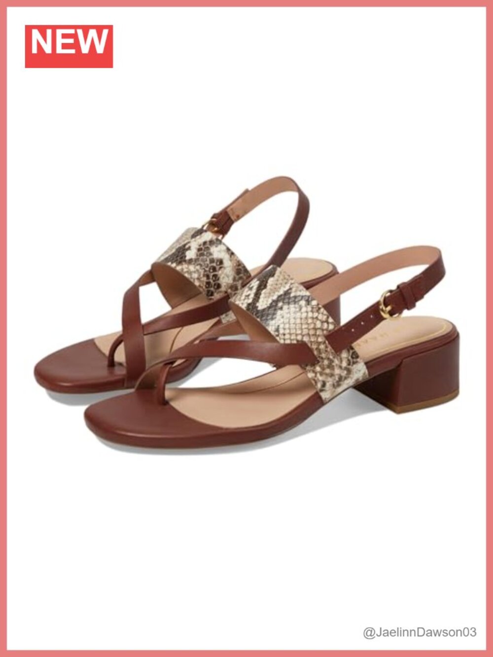 Cole Haan Block Heel Sandals Leather Slingback Heeled Sandals Women's